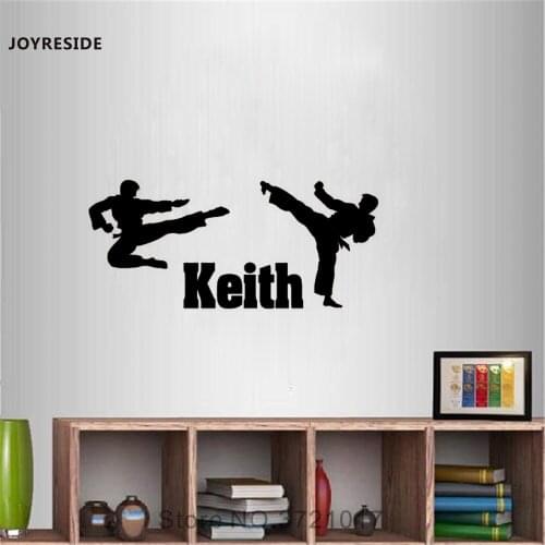 JOYRESIDE Custom Personalized Name Karate Wall Team Sport Martial Arts Decal Vinyl Sticker Boys Room Decor Home Decoration A042