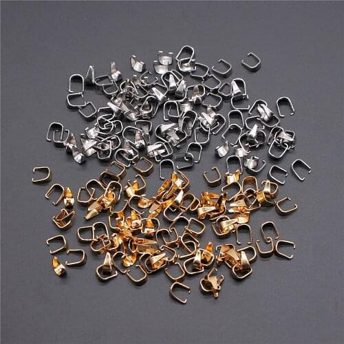 WYSIWYG 100pcs 5x6mm Stainless Steel Material 2 Colors Clasps Pinch Clips Bails Charm Melon Seeds Buckle Jewelry Accessories