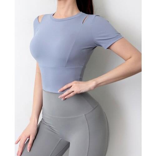 Women Stretch Sport Shirt Yoga T-shirts Short Sleeved Gym Crop Tops Fitness Shirts