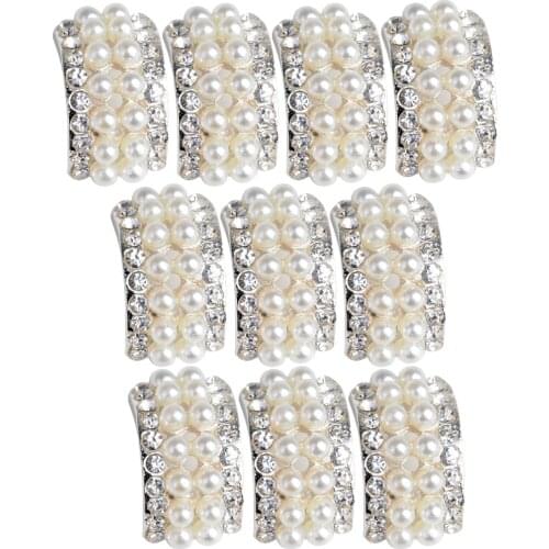 10 Pieces Rhinestone Pearl Embellishment DIY Flatback Center Craft Girls