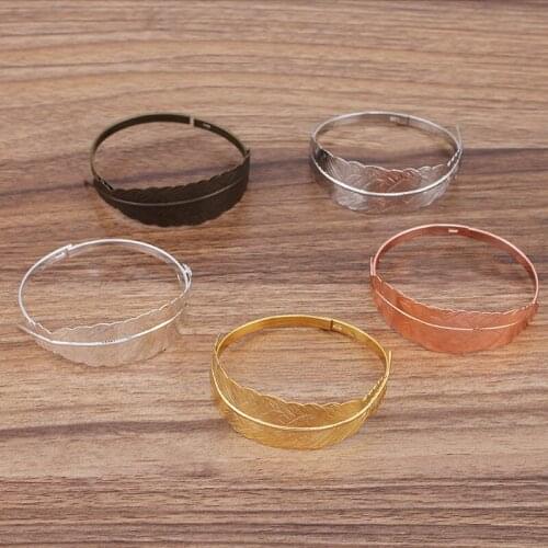 10pcs Women Metal Punk Feather Bangle Settings Spring Lock cuff Bracelet Wrist Bangle Findings DIY Jewelry Making Multi-color
