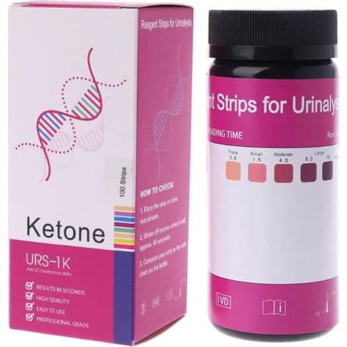 100 Strips/Set Ketone Test Strips Urine Tester Reagent Strip Anti-VC Test-Atkins Diet Weight Loss Analyze Analysis Urinary Home