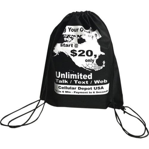 1000pcs/lot Eco Friendly Black Non Woven Fabric Tote drawstring Pouch Reusable Shopping Bag Large Capacity backpack for Travel