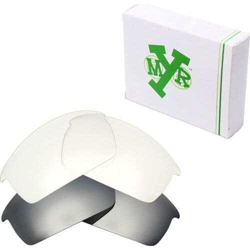 2 Pairs Mryok Replacement Lenses for Oakley Bottlecap Sunglasses Silver Titanium & HD Clear