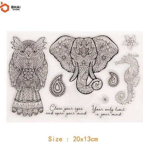 2021 New Design Owl Elephant Clear Stamps for DIY Scrapbooking Photo Album Seal Template Punch Craft Stencils