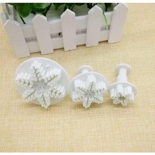 3pcs/set Snowflower Plunger Cutter cake fondant sugarcraft decorating tools cake mold stand cookie cutter ,100sets/lot