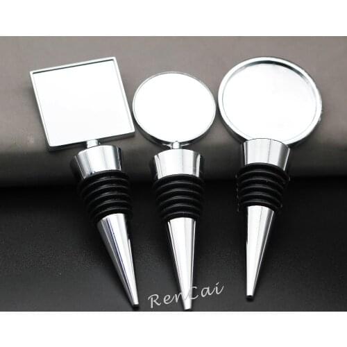 3PC Round/Square Red Wine Bottle Stopper Blank Metal Rhinestones Bar Wedding Tool 31.2/32/36mm For DIY Dome Cabochones Accessory