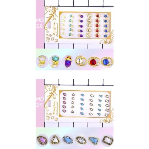 30Pcs/6 different 6mmx9mm nail charms charm gold square turquoise shape metal 3D Nail Art Decoration nails decal accessories