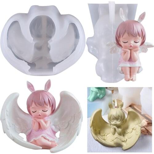 3D Cute Angel Girl Candle Plaster Aroma Silicone Mold Candy Chocolate Mould DIY Fondant Cake Baking Tool Silicone Resin Crafts