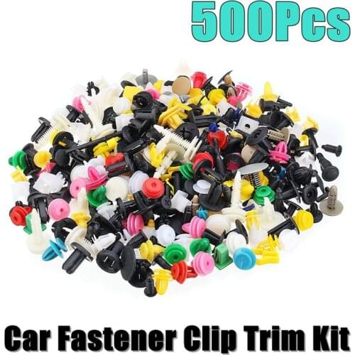 500PCS Mixed Auto Fastener Vehicle Car Bumper Clips Retainer Fastener Rivet Door Panel Fender Liner Universal Fit for Car
