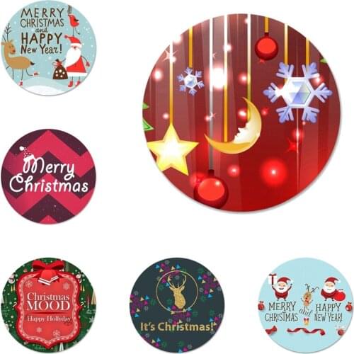 58mm happy New Year Christmas Icons Pins Badge Decoration Brooches Metal Badges For Clothes Backpack Decoration