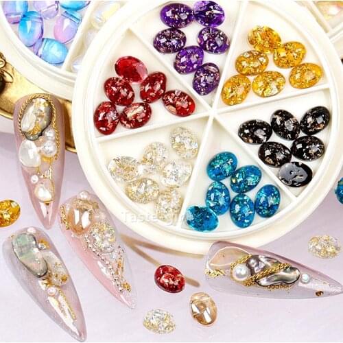 6 Colors Nails Abalone Shell Fragments Texture Natural Sea Shell 3d Charm Nail Art Decoration Rhinestones DIY Beauty Salon Tools