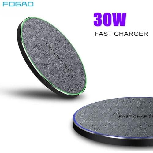 FDGAO 30W Qi Wireless Charger For iPhone 12 Mini 11 Pro Max Xs Xr X 8 USB-C Induction Fast Charging Pad For Samsung S20 S10 S9