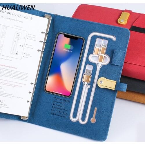 Business Notebook Multifunctional A5 Power Notebook 8000 MAh Mobile Power Wireless Charging Notebook Binder With USB