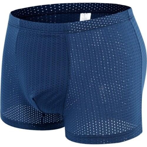 Men comfortable boxer-shorts sexy ice silk bamboo fiber mesh underwear mens pants