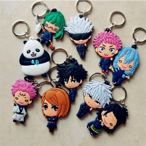 Anime Jujutsu Kaisen Cartoon Pendant Keychain Cosplay Accessories Double Sided Keyring
