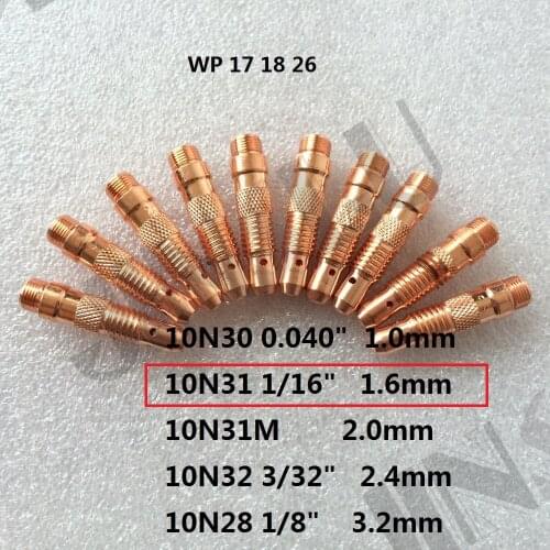 10PCS 10N31 1.6mm collet body welding consumable for wp 17 18 26 tig welding torch