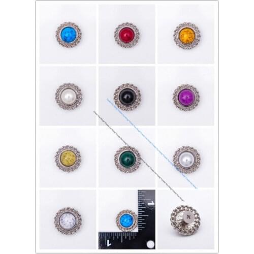 18MM 10 Colors Turquoise Bead Round Chain Side Leathercraft Handbag Accessories Saddle Belt Handbag Silver Conchos Screw Back