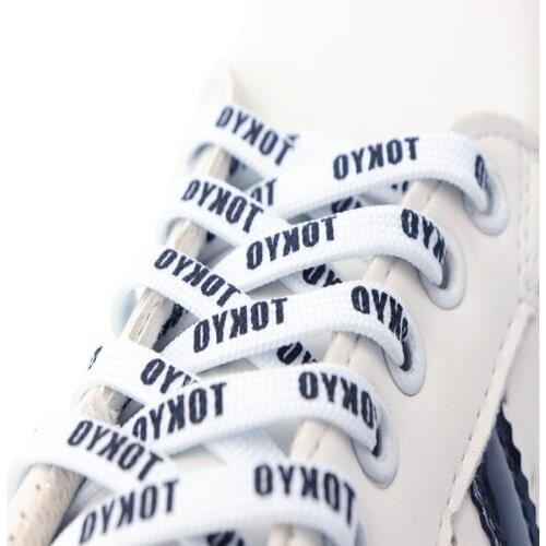 Coolstring 7MM Silk Screen Letter Printing “TOKYO” Fashion Shoelaces Women Sneaker 2020 White Black High Quality Ropes