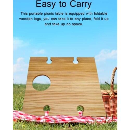 Wooden Folding Picnic Table Portable Folding Wine Table Rack Desk BBQ Outdoor Furniture 34x30x16cm For Travel Picnic Garden Camp