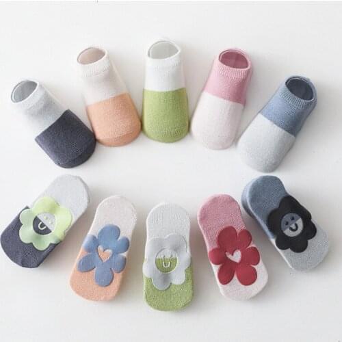 Baby Socks for 0-5years Baby Boys Girls Summer Baby Toddler Floor Socks Non-slip Sun Flower Socks Little Child Combed Cotton