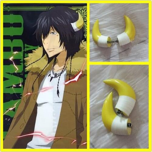 Anime HitmanReborn Katekyo Hitman Reborn Ranbo Lambo Cosplay Horns Hairpiece Headwear Halloween Cosplay Props Accessories