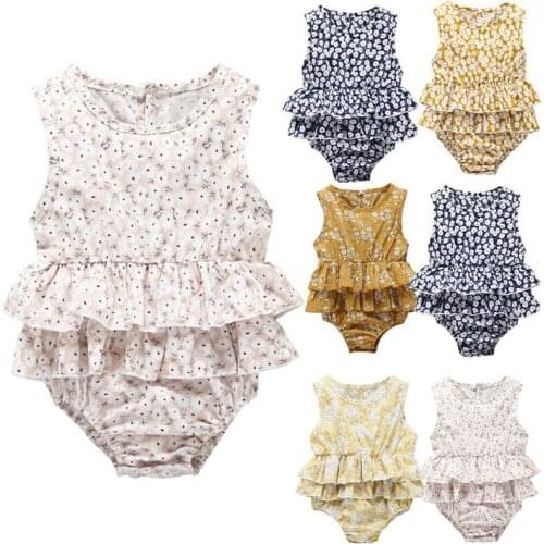 Newest Infant Baby Girls Cotton Romper 2019 Summer Newborn Baby Girl Floral Printed Sleeveless Playsuit Jumpsuit Outfit Clothes