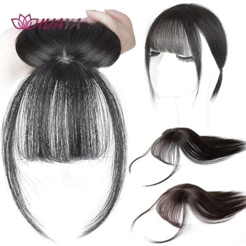 HUAYA Clip In Fringe Hairpiece Synthetic Fake Bang Fake Hair Natural Straight Bangs Closure Hairpins Hair Extensions for Women