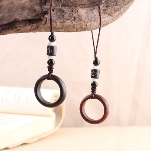 Chinese Style Ebony Mobile Phone Ring Buckle Lanyard Female Personality Creative Short Hand-woven Detachable Male Lanyard