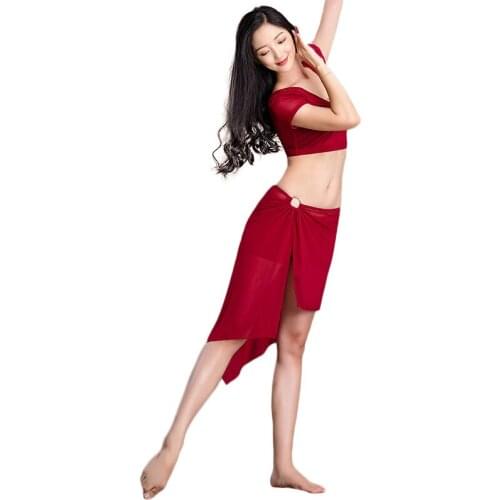 Summer New Belly Dance Practice Clothes Practice Dance Performance Clothing Set Belly Dance Clothing 3Pcs Set Top+Skirt+Shorts