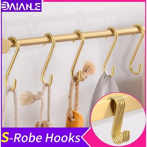 Robe Hook Brass Decorative Gold Coat Hooks Rack Hanger Single Bathroom Hook for Towels Hat Bag Clothes Rack Bathroom Accessories