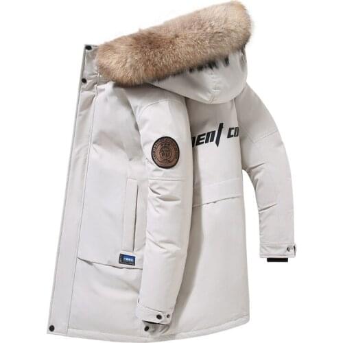 -30 Degree Winter Mens Thicken Warm Puffer Jacket Youth Fashion Big Fur Collar Parkas 90% White Duck Down Coat Snow Windbreaker