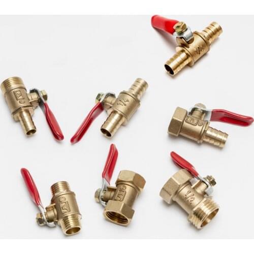 Brass small ball valve 1/8" 1/4'' 3/8'' 1/2'' Female/Male Thread Brass Valve Connector Joint Copper Pipe Fitting Coupler Adapter