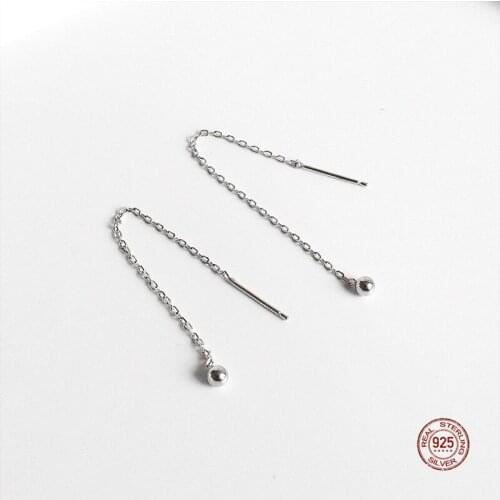 LKO 925 Sterling Silver Classic Simplicity Fashion Tassel Ear Line Dangle Earrings For Women Wedding Party Jewelry Ornaments