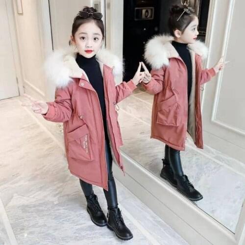 Fashion New 2020 Winter Baby Girl Down Cotton Parkas Letter Design For 3-12Yrs Old Plus Thick Hooded Parkas Kids Girl Clothing