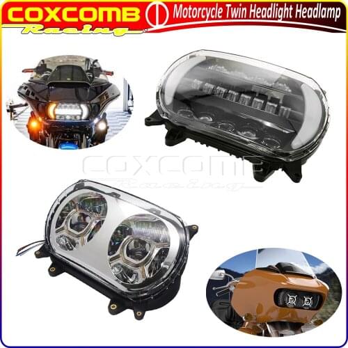Motorcycle Dual LED Headlights Turn Single High/Low Beam Moto Projector Headlamp For Harley Road Glide FLTRU \FLTRX 2015-2020
