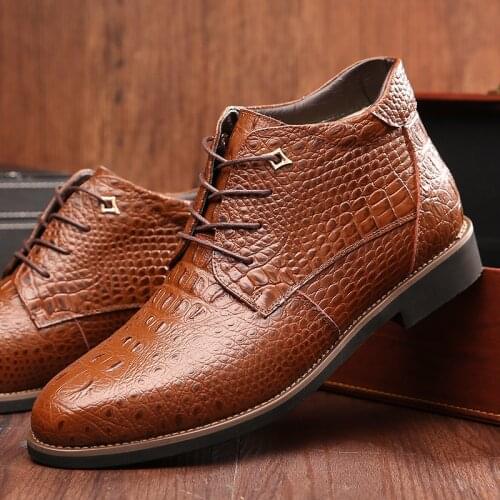 Men Winter Boots Warm Thicken Fur Mens Ankle Boots Fashion Male Business Office Formal Leather Shoes 2020