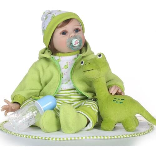 New Animal sytle bebe reborn doll 22 inch soft silicone reborn baby Doll in Dinosaur Clothes plush dolls toy gift