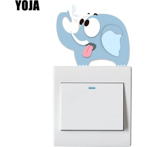 YOJA Cartoon Cute Animals Fun Elephant Design Switch Sticker Home Decorative Wall Decal PVC 8SS0822