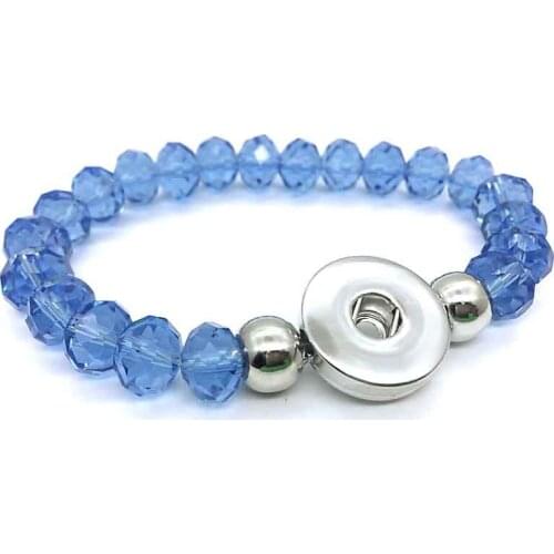 New Arrival 028 Interchangeable Candy Colors Expandable Bead Stretch Glass Bead Bracelet 18mm Snap Button Jewelry Women Gift