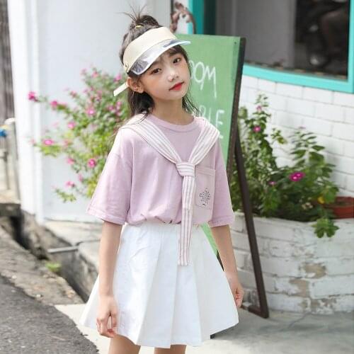 New Arrival 2020 Summer Girls Clothing Set Patchwork Shirt and Skirts Set for Girls Fashion Baby Girls Two Piece Set, #9022
