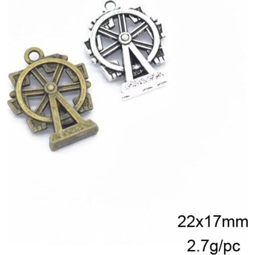25pcs/lot 17x22mm Zinc Alloy Antique Silver Ferris Wheel DIY Charms Pendants