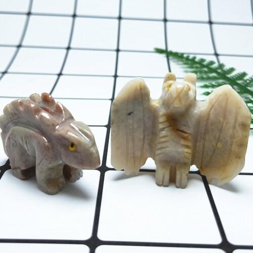 Hand Carved steatite quartz bat Natural Peru soapstone crystal dinosaur so cute Reiki Healing love Gift Random color 1pcs
