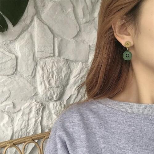 S925 pin button earstud simple earrings 2021 new fashion earrings pendant temperament long clip without earhole women