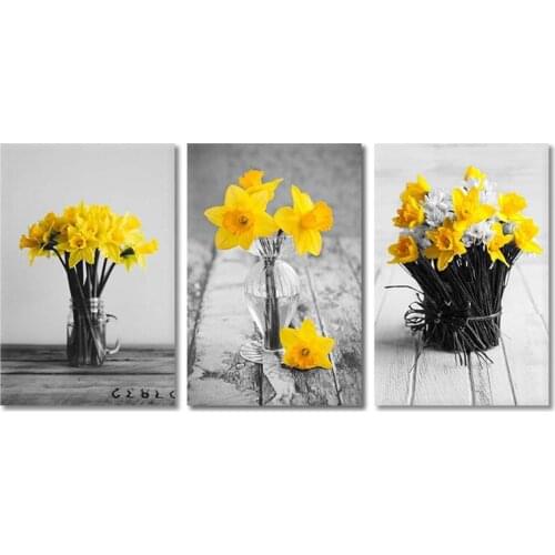 Diy diamond embroidery full square round flowers 3pcs yellow Floral Diamond painting cross stitch home decor still lifeZP-3184