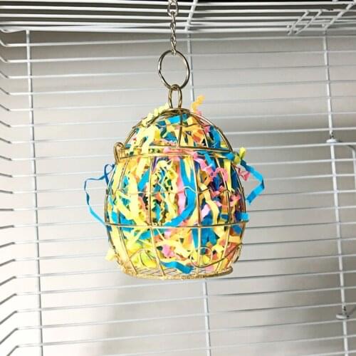 Bird Shredder Toy Stainless Steel Cage Feeder Parrot Foraging Hanging Container M68E