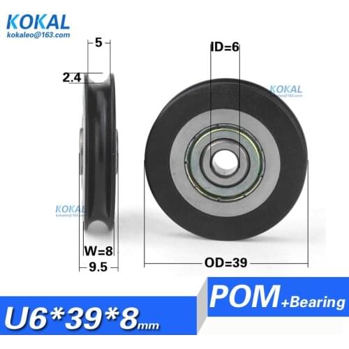 [U0839-8]low noise high loading glass hanging door wheel roller non-608ZZ bigger bearing u groove roller 6*39*8*9 pulley