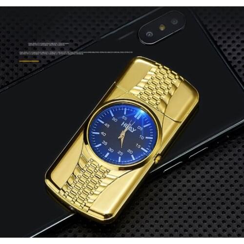 Zinc Alloy Lighter Watch Men Gift Creative USB Rechargeable Electric Lighter Dropship Suppliers Gadgets For Men Smoke Accesoires