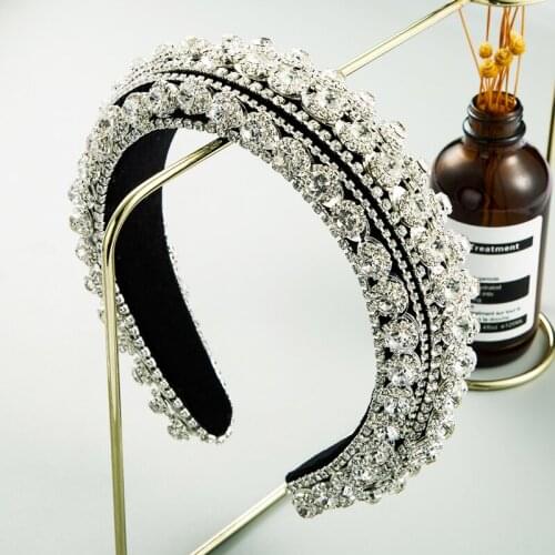 Luxurious Super Sparkle Crystal Flower Headband For Women Retro Velvet Wide Brim Hair Band Womens Wedding Hair Accessories