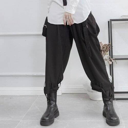 Womens spring and Autumn classic dark Japanese Yamamoto style loose pleated streamers plus wide leg pants